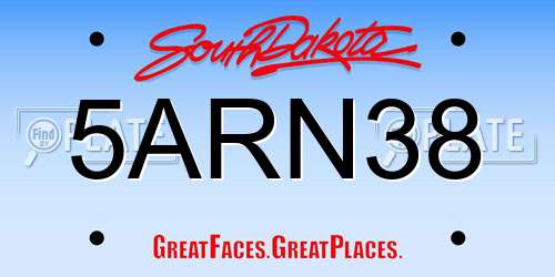 5ARN38 South Dakota License Plate