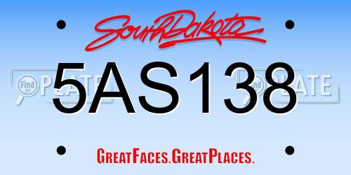 5AS138 South Dakota License Plate