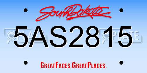 5AS2815 South Dakota License Plate