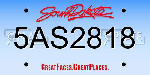 5AS2818 South Dakota License Plate
