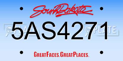 5AS4271 South Dakota License Plate