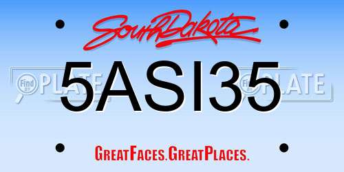 5ASI35 South Dakota License Plate