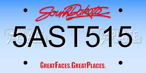 5AST515 South Dakota License Plate