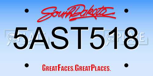 5AST518 South Dakota License Plate