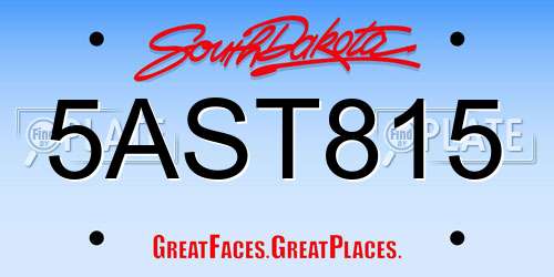 5AST815 South Dakota License Plate