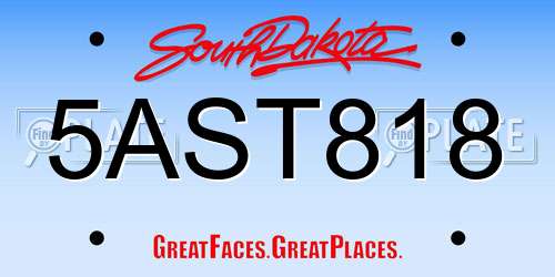 5AST818 South Dakota License Plate