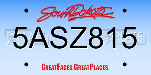 5ASZ815 South Dakota License Plate