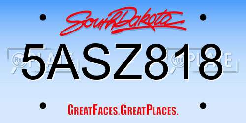5ASZ818 South Dakota License Plate