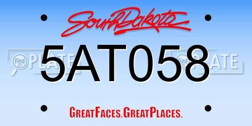 5AT058 South Dakota License Plate