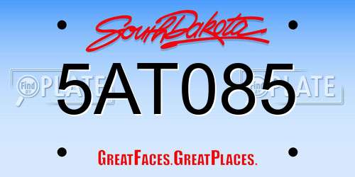 5AT085 South Dakota License Plate