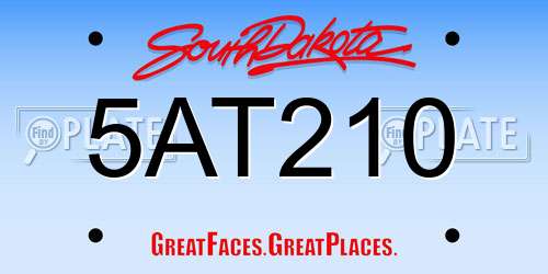 5AT210 South Dakota License Plate