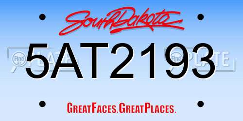 5AT2193 South Dakota License Plate
