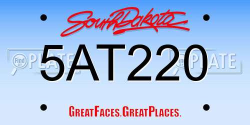 5AT220 South Dakota License Plate