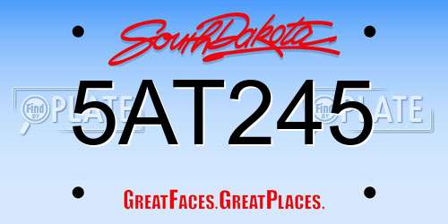 5AT245 South Dakota License Plate