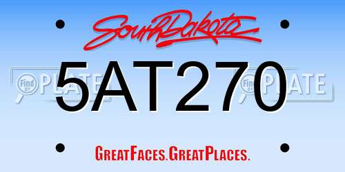 5AT270 South Dakota License Plate