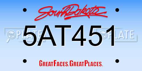5AT451 South Dakota License Plate