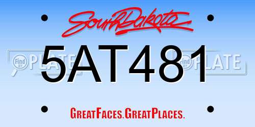 5AT481 South Dakota License Plate