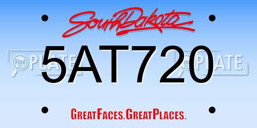 5AT720 South Dakota License Plate