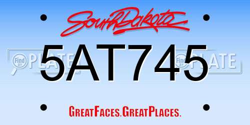 5AT745 South Dakota License Plate