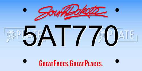 5AT770 South Dakota License Plate
