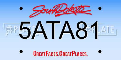 5ATA81 South Dakota License Plate