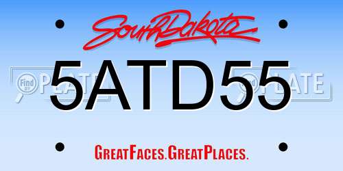 5ATD55 South Dakota License Plate
