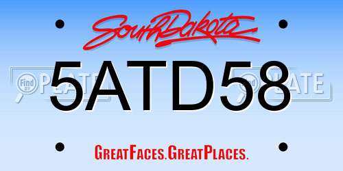 5ATD58 South Dakota License Plate