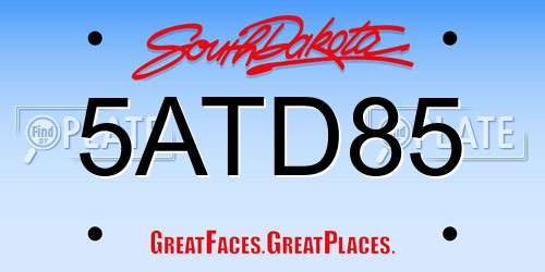 5ATD85 South Dakota License Plate