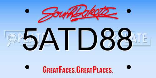 5ATD88 South Dakota License Plate