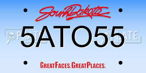 5ATO55 South Dakota License Plate
