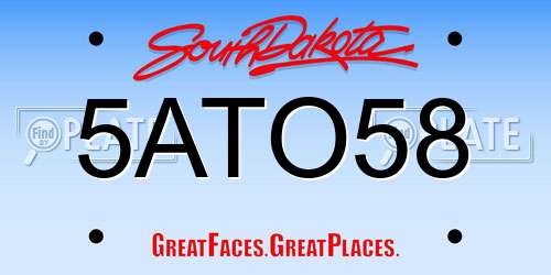 5ATO58 South Dakota License Plate