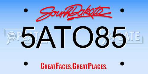 5ATO85 South Dakota License Plate