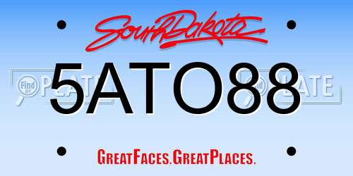 5ATO88 South Dakota License Plate