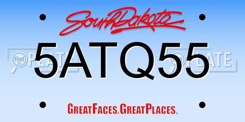 5ATQ55 South Dakota License Plate