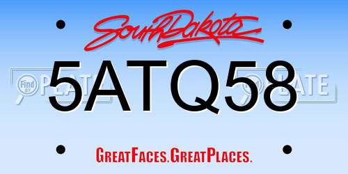 5ATQ58 South Dakota License Plate
