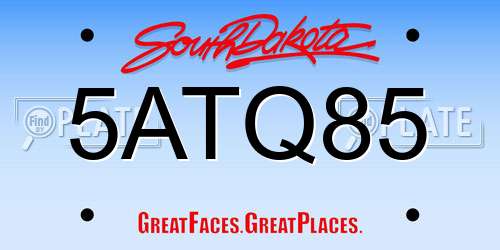 5ATQ85 South Dakota License Plate