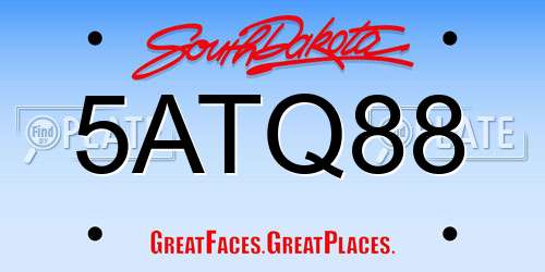5ATQ88 South Dakota License Plate
