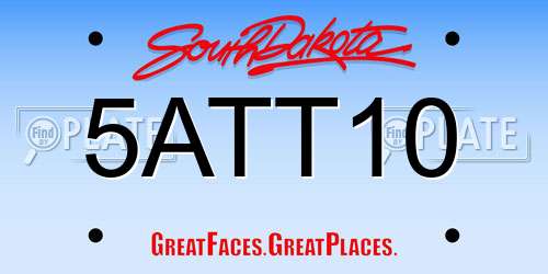 5ATT10 South Dakota License Plate