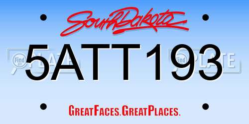 5ATT193 South Dakota License Plate
