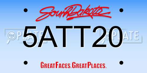 5ATT20 South Dakota License Plate