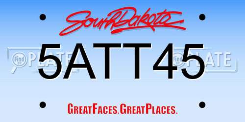 5ATT45 South Dakota License Plate