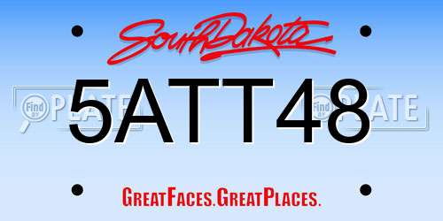 5ATT48 South Dakota License Plate