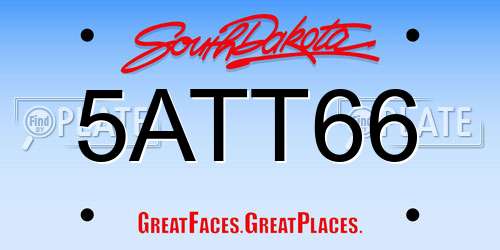 5ATT66 South Dakota License Plate