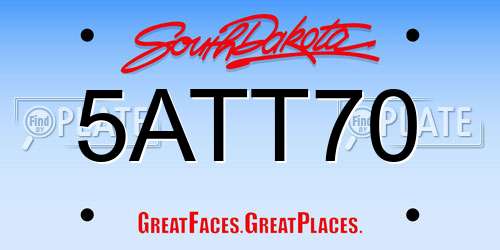 5ATT70 South Dakota License Plate