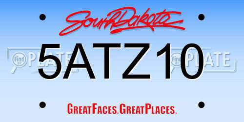 5ATZ10 South Dakota License Plate