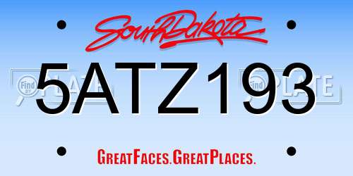 5ATZ193 South Dakota License Plate
