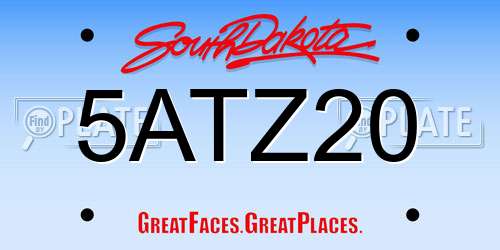 5ATZ20 South Dakota License Plate