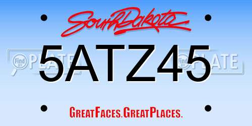 5ATZ45 South Dakota License Plate