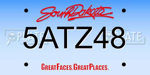 5ATZ48 South Dakota License Plate