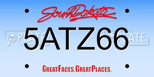 5ATZ66 South Dakota License Plate